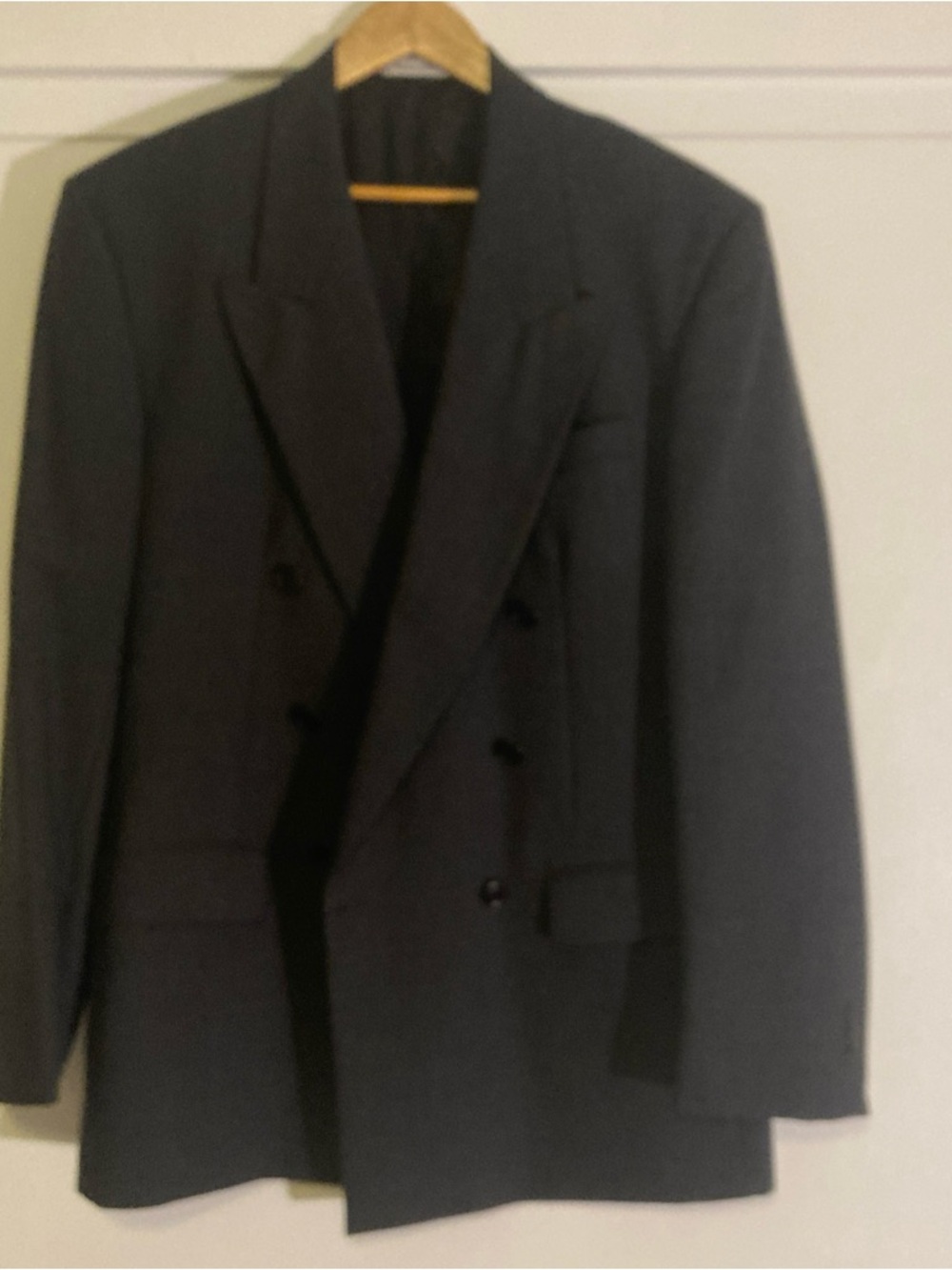 Yves Saint Laurent Double-Breasted Charcoal Gray Blazer VTG 80s 90s